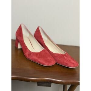 J. McLaughlin Women's Red 2" Block Heel Leather Top And Sole Square Toe Size 8.5